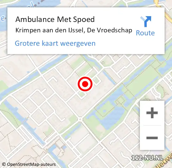 Locatie op kaart van de 112 melding: Ambulance Met Spoed Naar Krimpen aan den IJssel, De Vroedschap op 30 september 2017 15:47
