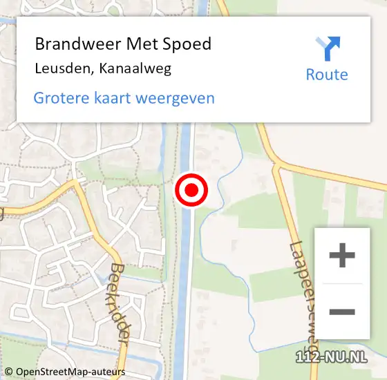 Locatie op kaart van de 112 melding: Brandweer Met Spoed Naar Leusden, Kanaalweg op 30 september 2017 16:05