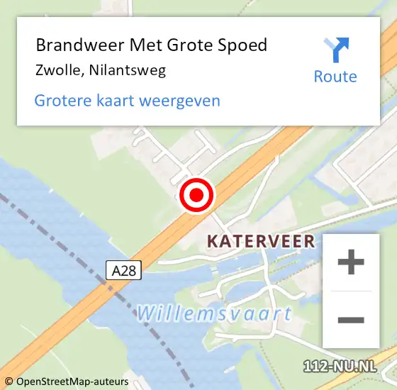 Locatie op kaart van de 112 melding: Brandweer Met Grote Spoed Naar Zwolle, Nilantsweg op 30 september 2017 16:10