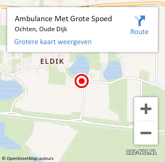 Locatie op kaart van de 112 melding: Ambulance Met Grote Spoed Naar Ochten, Oude Dijk op 30 september 2017 16:50