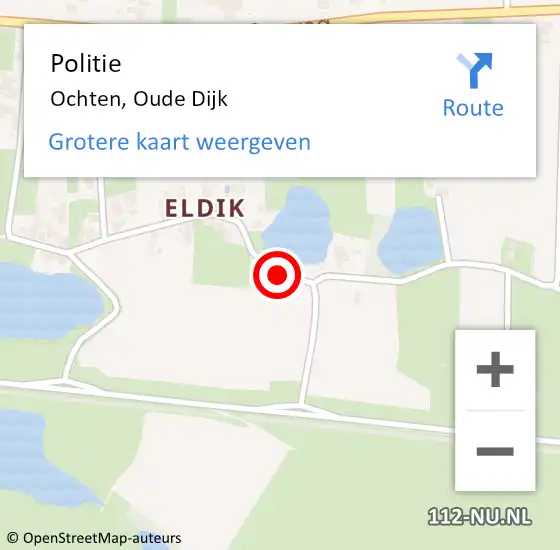 Locatie op kaart van de 112 melding: Politie Ochten, Oude Dijk op 30 september 2017 16:52