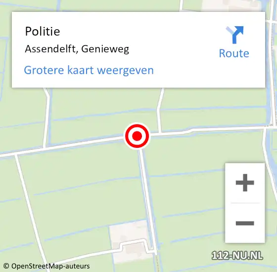 Locatie op kaart van de 112 melding: Politie Assendelft, Genieweg op 30 september 2017 16:53