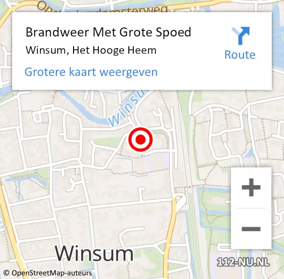 Locatie op kaart van de 112 melding: Brandweer Met Grote Spoed Naar Winsum, Het Hooge Heem op 30 september 2017 17:11