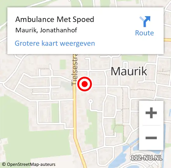 Locatie op kaart van de 112 melding: Ambulance Met Spoed Naar Maurik, Jonathanhof op 30 september 2017 17:51