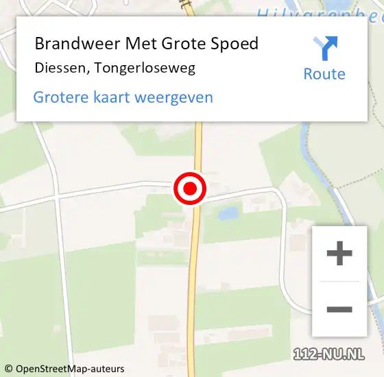 Locatie op kaart van de 112 melding: Brandweer Met Grote Spoed Naar Diessen, Tongerloseweg op 30 september 2017 17:52