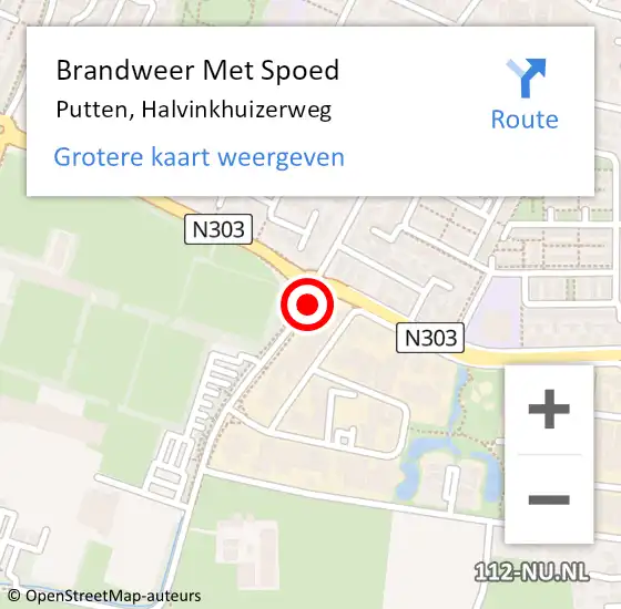 Locatie op kaart van de 112 melding: Brandweer Met Spoed Naar Putten, Halvinkhuizerweg op 30 september 2017 18:00