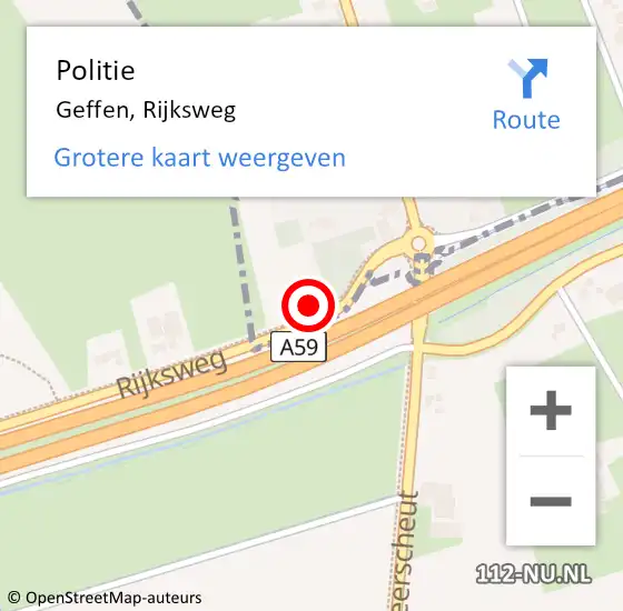 Locatie op kaart van de 112 melding: Politie Geffen, Rijksweg op 30 september 2017 18:34