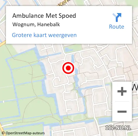 Locatie op kaart van de 112 melding: Ambulance Met Spoed Naar Wognum, Hanebalk op 30 september 2017 19:22