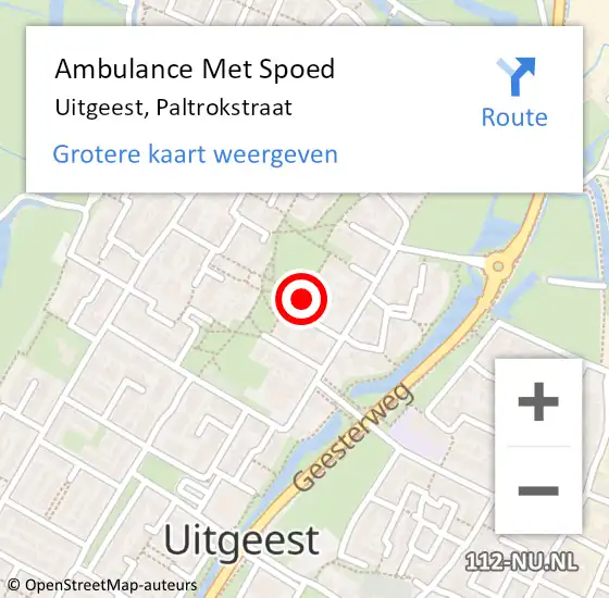 Locatie op kaart van de 112 melding: Ambulance Met Spoed Naar Uitgeest, Paltrokstraat op 30 september 2017 19:25