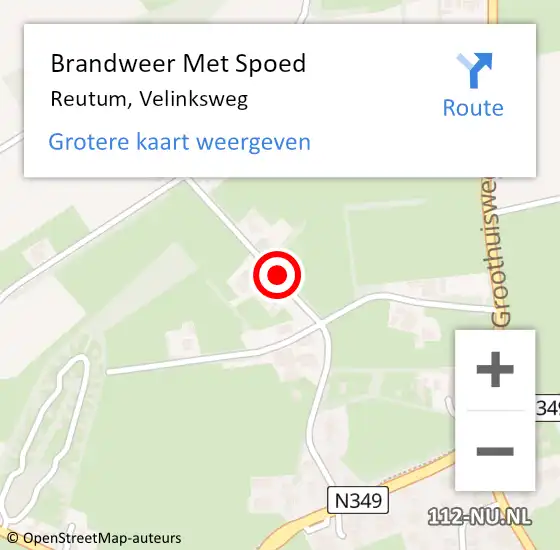 Locatie op kaart van de 112 melding: Brandweer Met Spoed Naar Reutum, Velinksweg op 30 september 2017 19:55