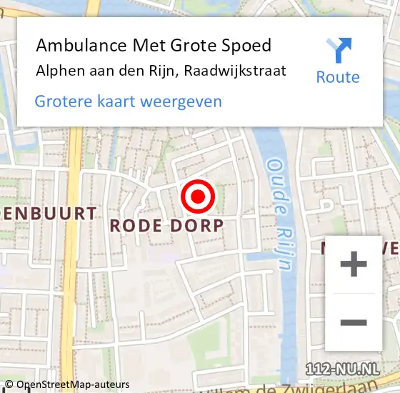 Locatie op kaart van de 112 melding: Ambulance Met Grote Spoed Naar Alphen aan den Rijn, Raadwijkstraat op 30 september 2017 19:56