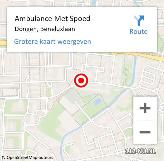 Locatie op kaart van de 112 melding: Ambulance Met Spoed Naar Dongen, Beneluxlaan op 30 september 2017 20:59