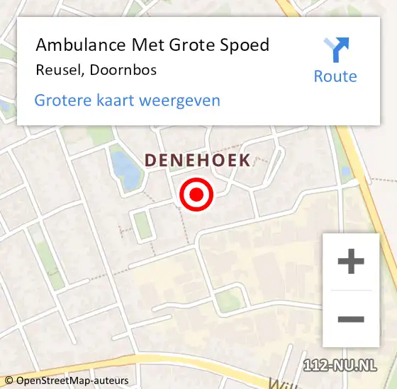 Locatie op kaart van de 112 melding: Ambulance Met Grote Spoed Naar Reusel, Doornbos op 30 september 2017 21:46