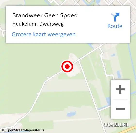 Locatie op kaart van de 112 melding: Brandweer Geen Spoed Naar Heukelum, Dwarsweg op 30 september 2017 22:08