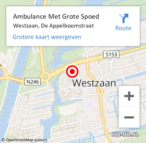 Locatie op kaart van de 112 melding: Ambulance Met Grote Spoed Naar Westzaan, De Appelboomstraat op 30 september 2017 22:32