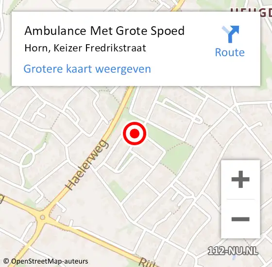 Locatie op kaart van de 112 melding: Ambulance Met Grote Spoed Naar Horn, Keizer Fredrikstraat op 30 september 2017 22:39