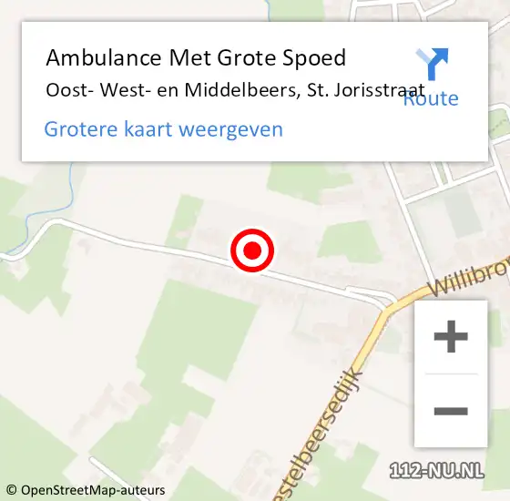Locatie op kaart van de 112 melding: Ambulance Met Grote Spoed Naar Oost- West- en Middelbeers, St. Jorisstraat op 30 september 2017 22:44