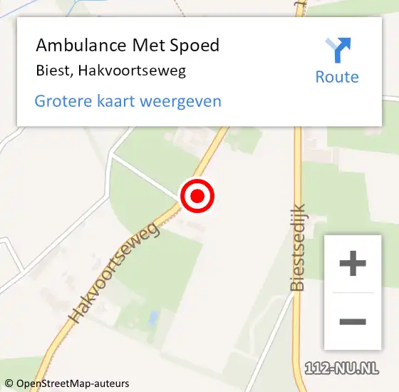 Locatie op kaart van de 112 melding: Ambulance Met Spoed Naar Biest, Hakvoortseweg op 30 september 2017 23:17