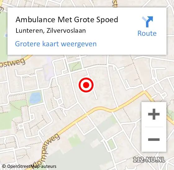 Locatie op kaart van de 112 melding: Ambulance Met Grote Spoed Naar Lunteren, Zilvervoslaan op 30 september 2017 23:21