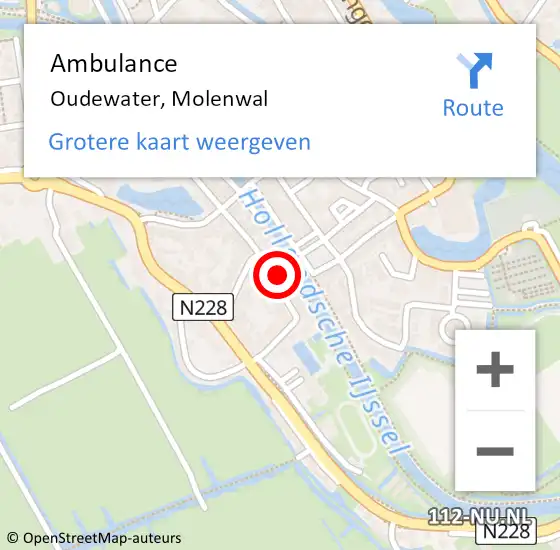 Locatie op kaart van de 112 melding: Ambulance Oudewater, Molenwal op 30 september 2017 23:39