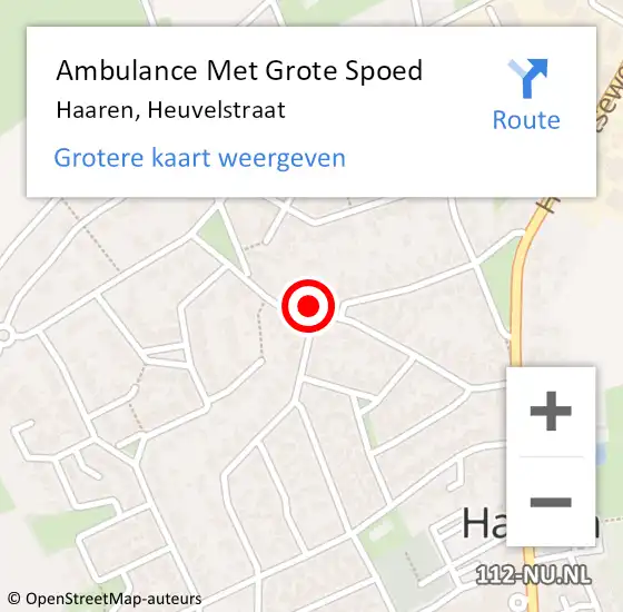 Locatie op kaart van de 112 melding: Ambulance Met Grote Spoed Naar Haaren, Heuvelstraat op 30 september 2017 23:46