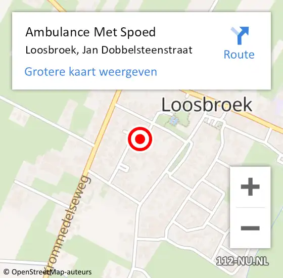 Locatie op kaart van de 112 melding: Ambulance Met Spoed Naar Loosbroek, Jan Dobbelsteenstraat op 1 oktober 2017 00:04