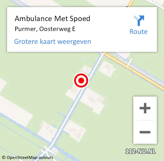 Locatie op kaart van de 112 melding: Ambulance Met Spoed Naar Purmer, Oosterweg E op 1 oktober 2017 00:14