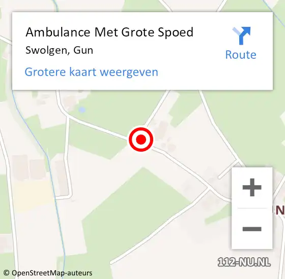 Locatie op kaart van de 112 melding: Ambulance Met Grote Spoed Naar Swolgen, Gun op 1 oktober 2017 01:04