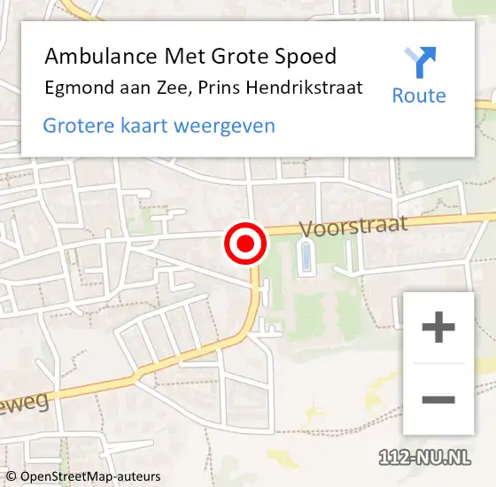 Locatie op kaart van de 112 melding: Ambulance Met Grote Spoed Naar Egmond aan Zee, Prins Hendrikstraat op 1 oktober 2017 01:13