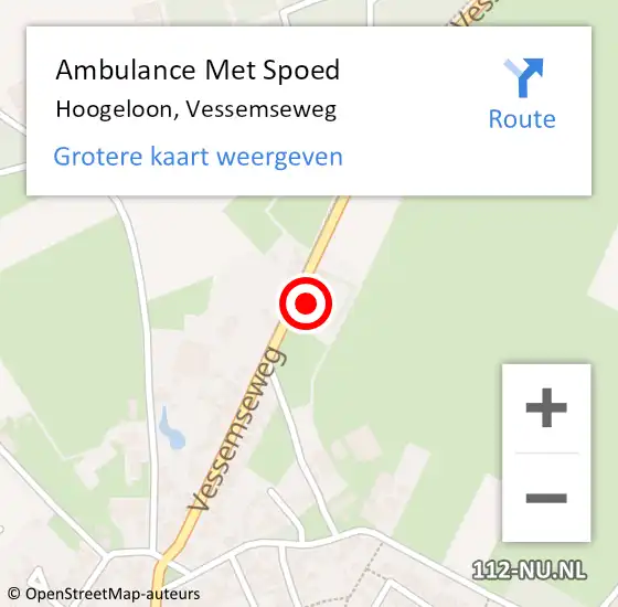 Locatie op kaart van de 112 melding: Ambulance Met Spoed Naar Hoogeloon, Vessemseweg op 1 oktober 2017 01:25