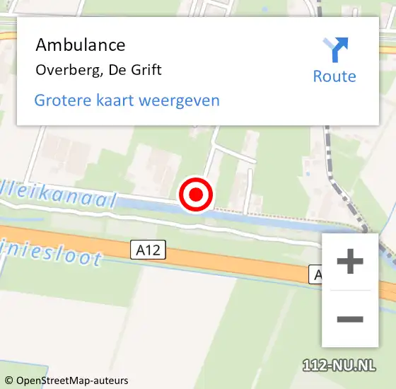 Locatie op kaart van de 112 melding: Ambulance Overberg, De Grift op 1 oktober 2017 01:34