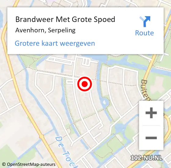 Locatie op kaart van de 112 melding: Brandweer Met Grote Spoed Naar Avenhorn, Serpeling op 1 oktober 2017 01:46