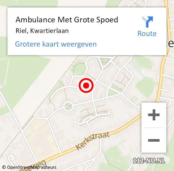 Locatie op kaart van de 112 melding: Ambulance Met Grote Spoed Naar Riel, Kwartierlaan op 2 februari 2014 23:40