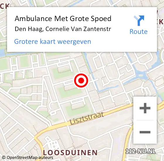 Locatie op kaart van de 112 melding: Ambulance Met Grote Spoed Naar Den Haag, Cornelie Van Zantenstr op 1 oktober 2017 01:56