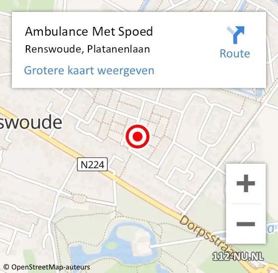 Locatie op kaart van de 112 melding: Ambulance Met Spoed Naar Renswoude, Platanenlaan op 1 oktober 2017 02:01