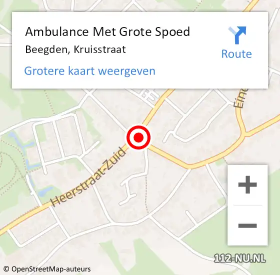 Locatie op kaart van de 112 melding: Ambulance Met Grote Spoed Naar Beegden, Kruisstraat op 1 oktober 2017 02:05