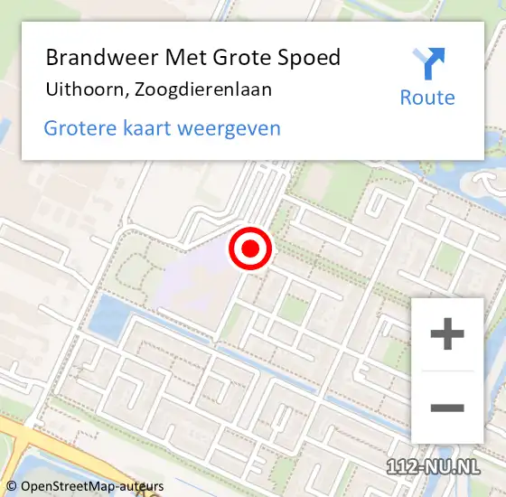 Locatie op kaart van de 112 melding: Brandweer Met Grote Spoed Naar Uithoorn, Zoogdierenlaan op 1 oktober 2017 05:19