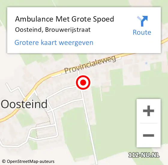 Locatie op kaart van de 112 melding: Ambulance Met Grote Spoed Naar Oosteind, Brouwerijstraat op 1 oktober 2017 05:24