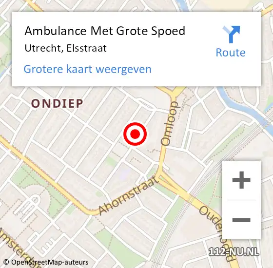 Locatie op kaart van de 112 melding: Ambulance Met Grote Spoed Naar Utrecht, Elsstraat op 1 oktober 2017 06:02