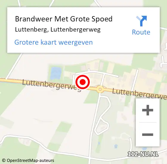 Locatie op kaart van de 112 melding: Brandweer Met Grote Spoed Naar Luttenberg, Luttenbergerweg op 1 oktober 2017 06:06