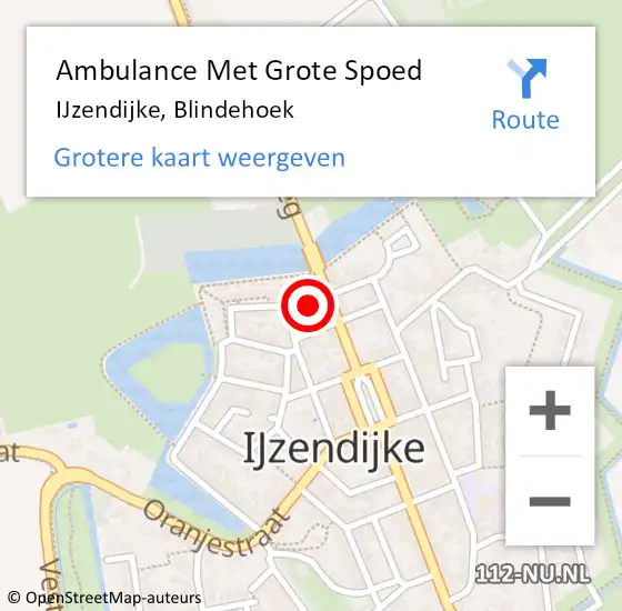 Locatie op kaart van de 112 melding: Ambulance Met Grote Spoed Naar IJzendijke, Blindehoek op 1 oktober 2017 06:44