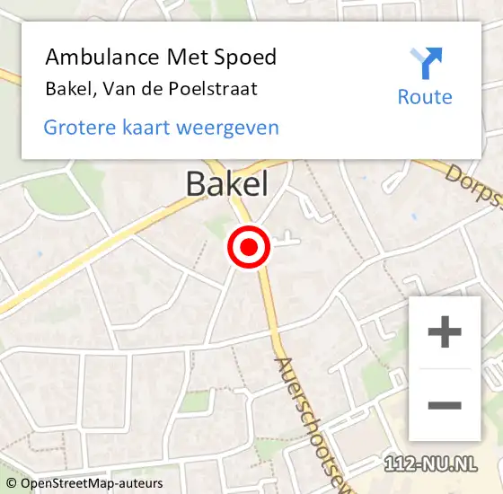 Locatie op kaart van de 112 melding: Ambulance Met Spoed Naar Bakel, Van de Poelstraat op 1 oktober 2017 07:08