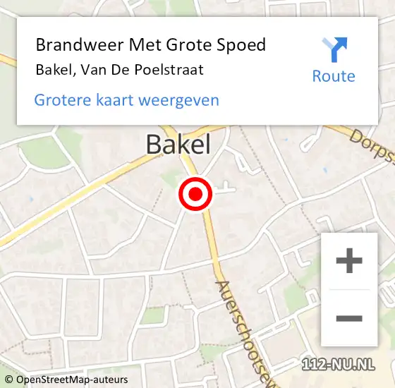 Locatie op kaart van de 112 melding: Brandweer Met Grote Spoed Naar Bakel, Van De Poelstraat op 1 oktober 2017 07:09