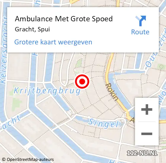 Locatie op kaart van de 112 melding: Ambulance Met Grote Spoed Naar Gracht, Spui op 1 oktober 2017 07:55