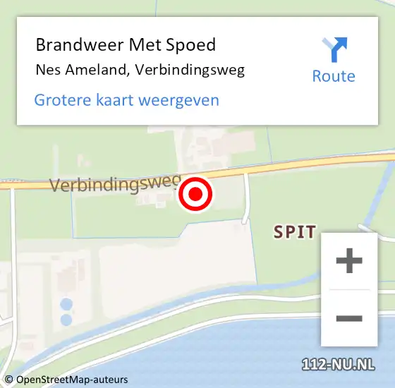 Locatie op kaart van de 112 melding: Brandweer Met Spoed Naar Nes Ameland, Verbindingsweg op 1 oktober 2017 08:22
