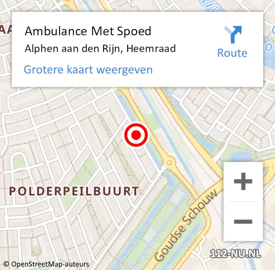 Locatie op kaart van de 112 melding: Ambulance Met Spoed Naar Alphen aan den Rijn, Heemraad op 1 oktober 2017 08:25