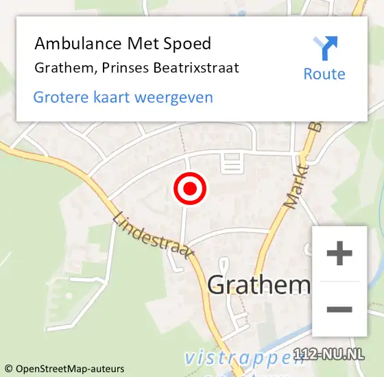 Locatie op kaart van de 112 melding: Ambulance Met Spoed Naar Grathem, Prinses Beatrixstraat op 1 oktober 2017 11:13