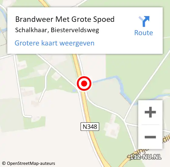 Locatie op kaart van de 112 melding: Brandweer Met Grote Spoed Naar Schalkhaar, Biesterveldsweg op 1 oktober 2017 11:16