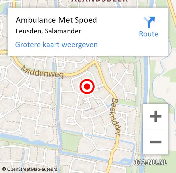 Locatie op kaart van de 112 melding: Ambulance Met Spoed Naar Leusden, Salamander op 1 oktober 2017 11:17