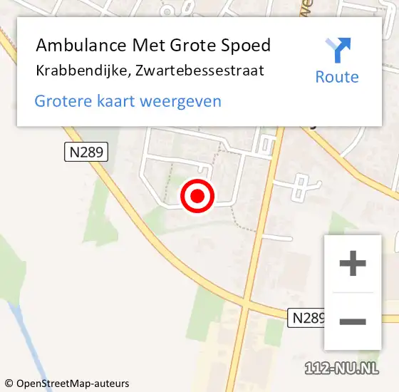 Locatie op kaart van de 112 melding: Ambulance Met Grote Spoed Naar Krabbendijke, Zwartebessestraat op 1 oktober 2017 11:21